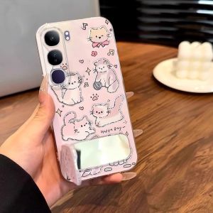เคสสำหรับศัพท์ VIVO Y04 Y29 4G Y29S 5G Y39 5G เคสศัพท์แบบนุ่ม ซิลิโคนป้องกันกันกระแทก ปกใส ดีไซน์ใหม่สวยงาม การ์ตูนแมวพร้อมที่วาง TKYYMZJ01