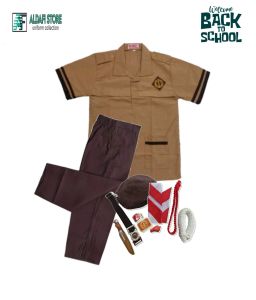 Seragam Pramuka Siaga SD Setelan Anak Laki Laki Baju Pendek Celana Panjang Usia 7-12 Tahun Lengkap Free Atribut Pramuka SD