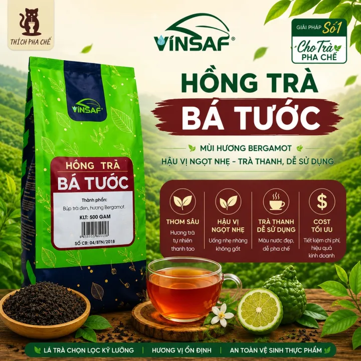 hồng trà bá tước VINSAF 500gr nguyên liệu pha chế
