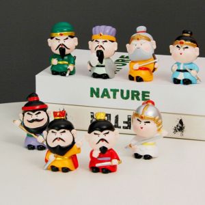 DFHSFGER Mini Three Kingdoms Figurine Kawaii Cartoon Anime Sculpture TV Cabinet Ornament Romance Guan Yu Resin Ornament Children