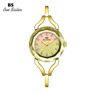 BS นาฬิกาข้อมือสตรีแฟชั่นสตรีลายพี่สาว1565นาฬิกาข้อมือควอตซ์กันน้ำทำจากสแตนเลสสตีลนาฬิกาลำลองหรูหราเต็มเพชรประดับพลอยเทียมท้องฟ้าเต็มไปด้วยดวงดาว