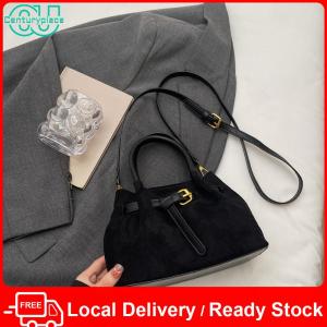[Local Delivery] Women Faux Suede Underarm Purse with Adjustable Strap Vintage Crossbody Bag Hobo Handbag for Daily Use Without Pendant