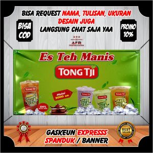 Spanduk Banner Backdrop Es Teh Manis Tong Tji - Banner Spanduk Jualan Minuman Es Teh Manias Tong Tji