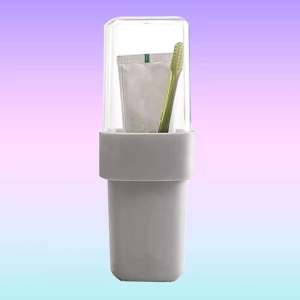 BECORATE Fashion Travel Multi-Functional Tooth Brushing Cup Portable High-Quality PP+PS Durable Toothbrush Holder with Built-in Mug White/Grey 12*7cm