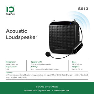 SHIDU S613 Wireless Voice Amplifier Mic Bluetooth Speaker Headset Microphone 18W 2000 mAh Working Time 6h