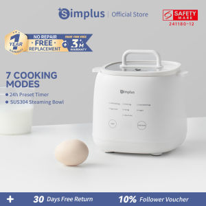 Simplus Egg Cooker 7 Modes 24h Timer SUS304 Steaming Bowl Compact Design Touch Control Digital Display Steaming Egg Custard Yogurt