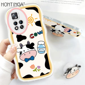 (Free Holder) Hontinga Casing Case For Xiaomi Redmi Note 11 Pro+ 5G Note 11 Pro 5G 4G Note 11S Case Transparent Clear Cases Cute Cow Soft Silicone Full Shockproof Rubber Cases Back Cover Phone Casing Softcase For Girls