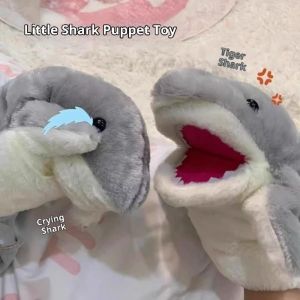 FOUNDTWO 20cm Size Shark Hand Puppet Cute Cartoon Stuffed Plush Animal Toy Interactive Plush Interactive Toy Children Play