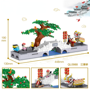 new Chinese style Jiangnan water town courtyard model building blocks large building blocks China style Jiangnan water town courtyard model small particle splicing toy birthday gift