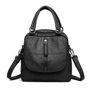 PU Leather Multipurpose Backpack Shoulder Bag Zipper for Mobile Phone Keys Travel