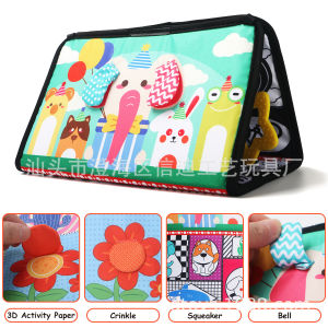 Infant and toddler fun mirror toy car seat hanging ornament foldable black and white cloth book for early childhood education and cognitive development a great gift