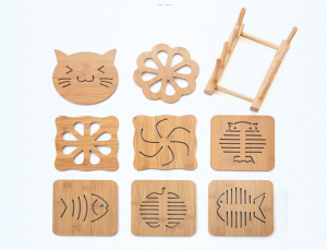 9 Piece Dress Wooden Cartoon Insulation Pad Dining Table Mat Non-slip Pot Holder Creative Cute Mat Cup Mat Bowls Mat Table Coasters Cup Pot Mat Placemat Pad Kitchen Tool