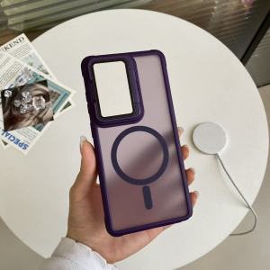 Luxury Glass Metal Lens Protect Stand Magnetic Case For Samsung S26 S25 S24 S23 Ultra Plus FE For Magsafe Shockproof Matte Cover