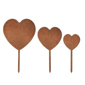 3 cái cọc vườn trái tim thời tiết Kim Loại nghệ thuật sắt Stakes để tăng cường lối đi trong vườn và không gian ngoài trời trang trí