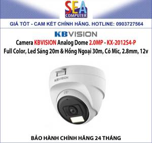 Camera KBVISION Analog Dome 2.0MP - Full Color Led Sáng 20m & Hồng Ngoại 30m Có Mic - KX-2012S4-P