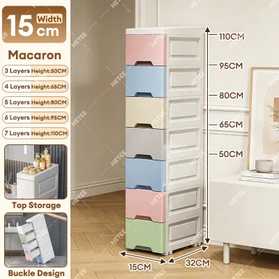 HETEEMALL 3-7 Layers Gap Storage Cabinet with Wheels Plastic Drawer Organizer for Kitchen Bathroom