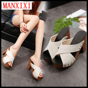 Dép Lê Phiên Bản Hàn Quốc Thương Hiệu MANXIXI Giày Thời Trang Xăng Đan Cao Gót Hở Gót Gợi Cảm 3.94 Inch Dành Cho Nữ (Cỡ 35-40)