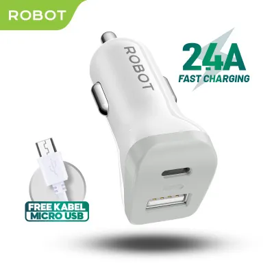 ROBOT RT-C09 Car Charger Dual Port Input Port Usb-A & Usb-C 24A