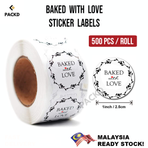 Baked with Love Stickers Youve Got Great Taste 500pcs / Roll 1 Inch 2.5cm Permanent Adhesive Products Labels Packages Bags Boxes | Pelekat Dibakar dengan Cinta Anda Mendapat Produk Rasa Hebat |  用爱贴烤制而成您会得到很好的味道永久粘合产品标签包装袋盒