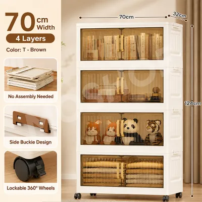 MOSHOE Black Foldable Cabinet Organizer Clothes Storage Durabox With Magnetic Door Bedroom Kitchen Living Room Cabinet