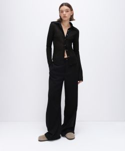 HIGHCHIC - FLIP PANTS - Quần tây đen ống suông - Kiểu dáng sang trọng