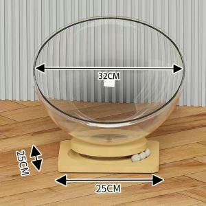 Space Capsule Cat Nest 2 in1 Solid Wood Turntable Toy Funny Cat Play and Sleep Integrated Detachable Wooden Stand Nest Acrylic Pet Bed