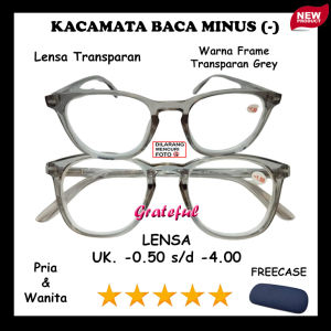 Kacamata Baca Minus (-) Untuk Rabun Jauh Warna Frame Abu Untuk Pria dan Wanita -0.50 sampai -4.00 Fashion Terbaru Gaya Trendy