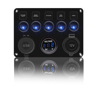5 Gang/8 Gang LED Rocker Switch Panel IP65 Waterproof Marine Switch Panel for Car Truck RV SUV Camper Van Ship Yacht 12/24V