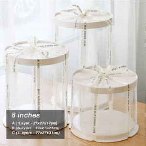 10PCS/SET SQUARE | ROUND Transparent CAKE BOX square clear cake box acetate cake Boxes (4/6/8/10/12 inch)