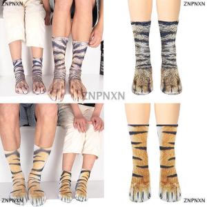 [COD] ZNPNXN Creative Animal Foot Printed Women Middle Tube Socks Cartoon Cat Tiger Duck Claws Ladies 3D Print Funny Animal Middle Socks