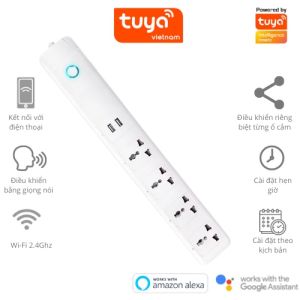 Ổ Cắm Dài Thông Minh Wifi TUYA 4 Chấu & 2 cổng USB điều khiển độc lập  app Tuya Smart Life Hẹn giờ Bật Tắt