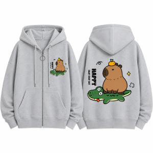 Áo Khoác Hoodie Zip Bé Trai Dây Kéo Form Rộng Nỉ Lót Bông CABYBARA và CÁ SẤU từ 13-50kg - CONXINH