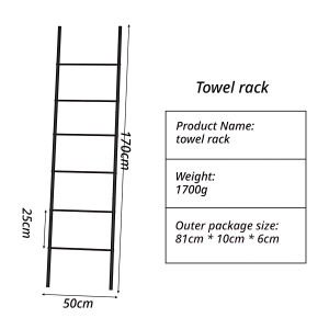 Ladder Towel Rack Bathroom Organizer Metal Storage Shelf Wall Leaning Clothes Hanger Stand for Bathroom Bedroom