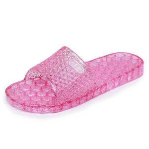 [Free Shipping] Transparent Crystal Jelly Slippers for Women Indoor Flat Non-Slip Soft Sole Comfortable Plastic Classic Slide Slippers