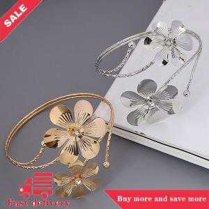 [COD] Bohemian Butterfly Leaf Charm Upper Bracelet Arm Chain Metal Hollow Out Geometric Pattern Retro Arm Cuff Bangle Body Bracelets
