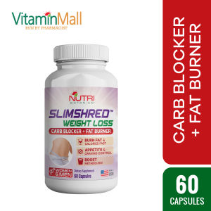 Nutri Botanics SlimShred Diet Weight Loss Supplement - 60 Capsule - Block Carbs Fat Burning Curb Appetite Boost Metabolism Get Slim