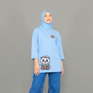 Forever Kaos Oversize Lengan 7/8 with Slit Premium Cotton 24s- Kaos Oversize Wanita Motif Sablon Dtf