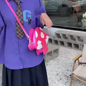 Women Ladies Mushroom Shape Crossbody Shoulder Bag PU Leather Tote Purse Handbag vSatchel