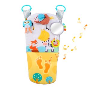 Baby Car Seat Toys Kick and Play Baby Activity Center with teether Glue Music Squeaks Adjustable Travel Rear Direction Car Seat Toys Suitable for baby car seat development toys 6 to 12 months old