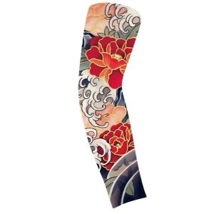 TROVA Flower Arm Pattern Flower Arm Tattoo Sleeve Elastic Breathable Sun Protection Cover Arm Covers Long-sleeved Men Sunscreen Sleeve Men/Women