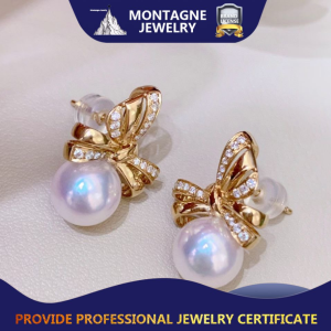 Montagne Jewelry Natural Seawater Pearl Earring Bow knot Design Fine Jewellery 925 Silver Earring For Women Stud Earring