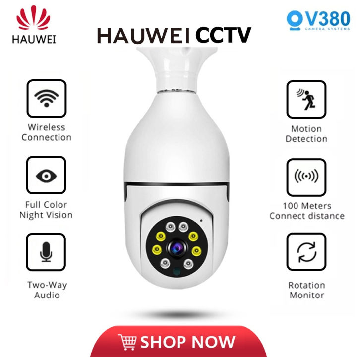 HUAWEI CCTV Camera Connect Cellphone V380 PRO 1080P HD WIFI Connect 360  Rotation Panoramic Bulb Camera no Need Internet Smart Night Vision Camera  IP