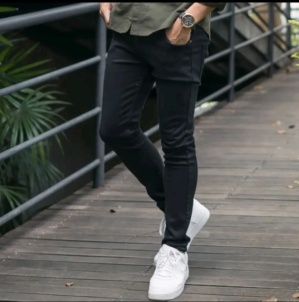 OKI Fashion Celana Jeans Panjang Hitam Pekat Terbaru Celana