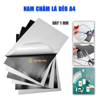 Miếng nam châm lá dẻo A3 A4 dày 1mm 0.5mm có keo dán decal làm giáo cụ dạy học bảng tên ghi thông tin lên bảng