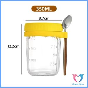 D.S. กล่องใส่อาหารเช้า 350ml ใส่ข้าวโอ๊ต ซีเรียล มีช้อนพร้อมฝาปิด Oats Containers