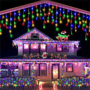 Waterproof Solar Curtain Lights with 8 Modes for Christmas Garden Tree and Party Decoration
