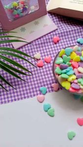 20 pcs Manik-Manik Mote Susu Love Warna Pastel