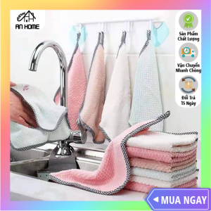 Khăn Lau Tay Nhà Bếp Hình Vuông 25x25cm ANHOME Khăn Lau Tay Hình Vuông Có Quai Treo Bo Viền Chắc Chắn