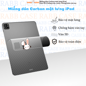Miếng dán vân Carbon bảo vệ mặt sau dành cho iPad Air1/2/3/4/5/6-Gen7/8/9/10-Pro11/12.9/13 2024-Mini6 chống trầy xước