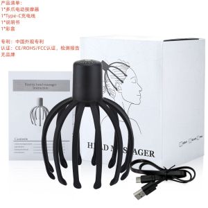 Electric Octopus Scalp Claw Massager Stress Relief Therapeutic Head Scratcher Hair Stimulation Hands-Free USB Rechargeable
